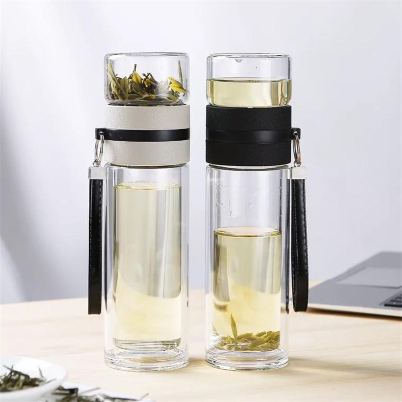 Travel Drinkware Portable Double Wall Glass Tea Bottle Tea Infuser Glass Tumbler Stainless Steel Filters The Tea Filter 300ml