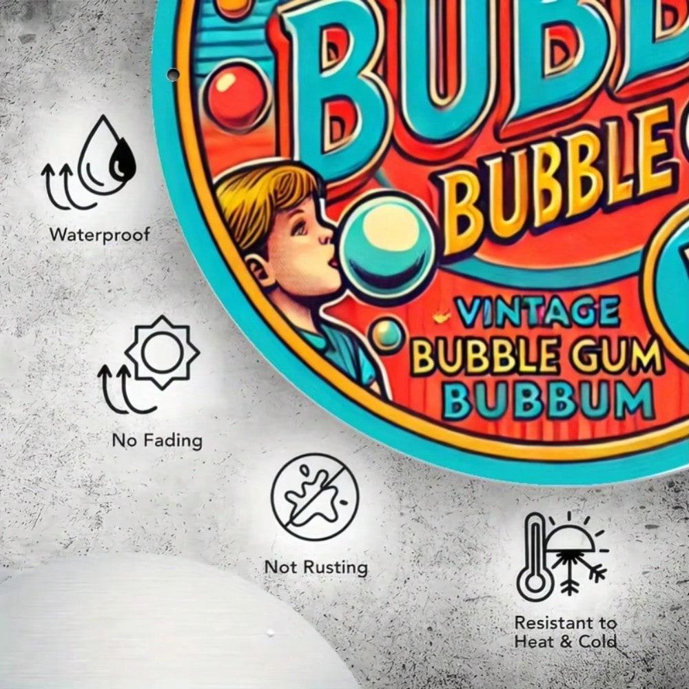 Vintage Retro Metal Wall Art Sign Double Bubble Gum Theme Vibrant Colors Home Decor