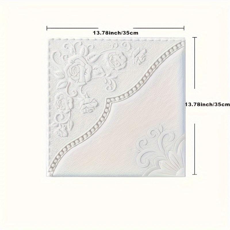 3D Floral Pattern Wall Tile Stickers, Self-Adhesive Ceiling Stickers, Easy to Apply and Remove,  for Kitchen Living Room Bathroom Hallway