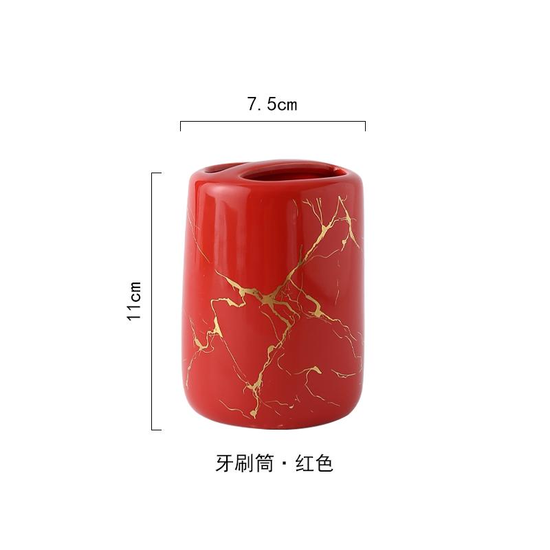 Toothpaste Toothbrush Holder Marbling Ceramics Bathroom Toothbrush Cup Multifunction Toothbrush Barrel Bathroom Supplies Rack