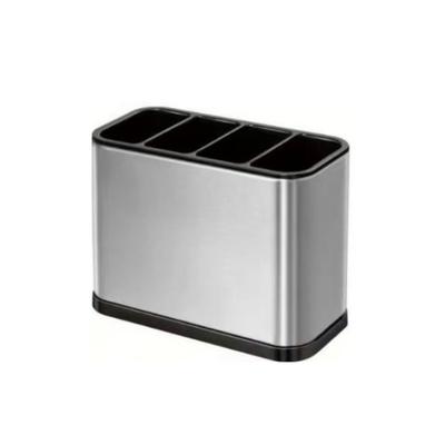 Stainless Steel Kitchen Cutlery Organizer Compartment Rust Proof Chopstick Shelf Box Drainable Large Capacity