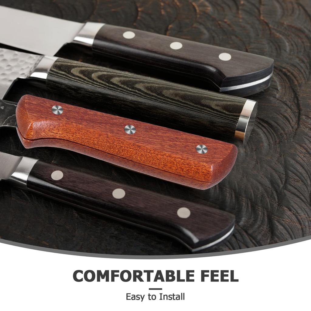 1Pair Wooden Knife Handle Replacement Non-Slip Cutter Handle Comfortable Grip Ergonomic Kitchen Tool Upgrade