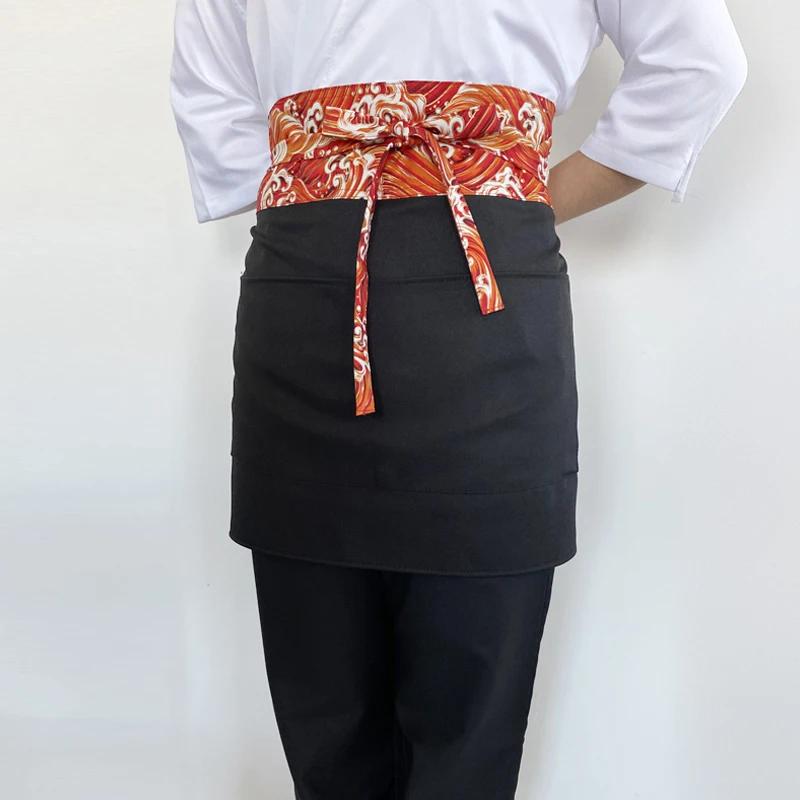 

Japanese Style Restaurant Chef Half Apron Hotel Korean Cuisine Sushi Shop Waiters Work Uniform Kitchen Cooking Short Apron