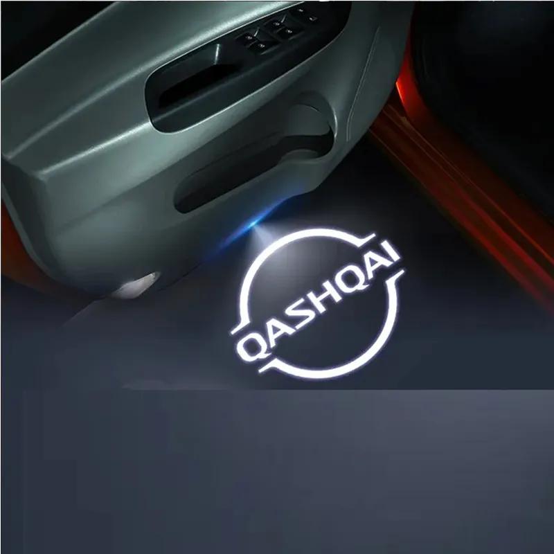 wskpa9 2Pcs LED Car Door Emblem Light Welcome Lamp Wireless Laser Projector For Nissan Qashqai LOGO