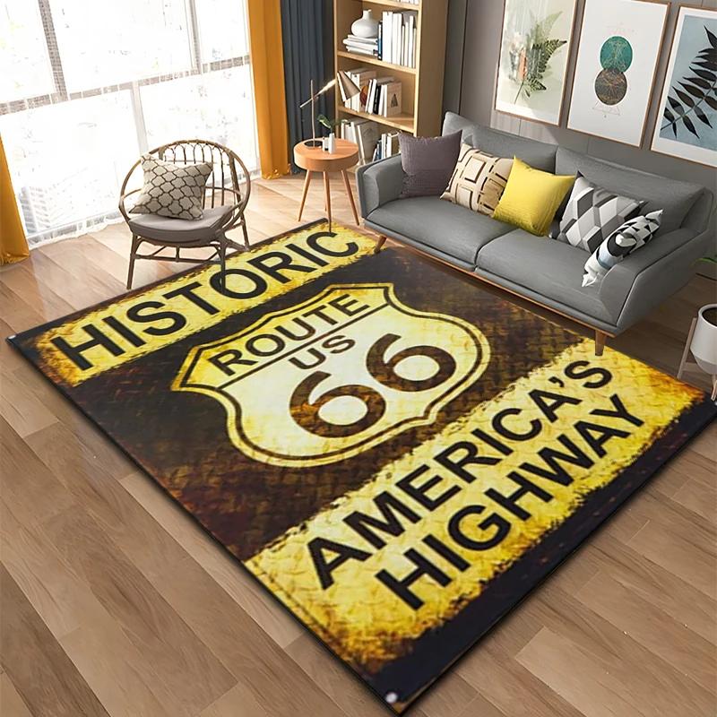 Historic Route 66 Non-slip Carpet Soft Area Rug for Living Room Kids Bedroom Kitchen Decor Floor Mat
