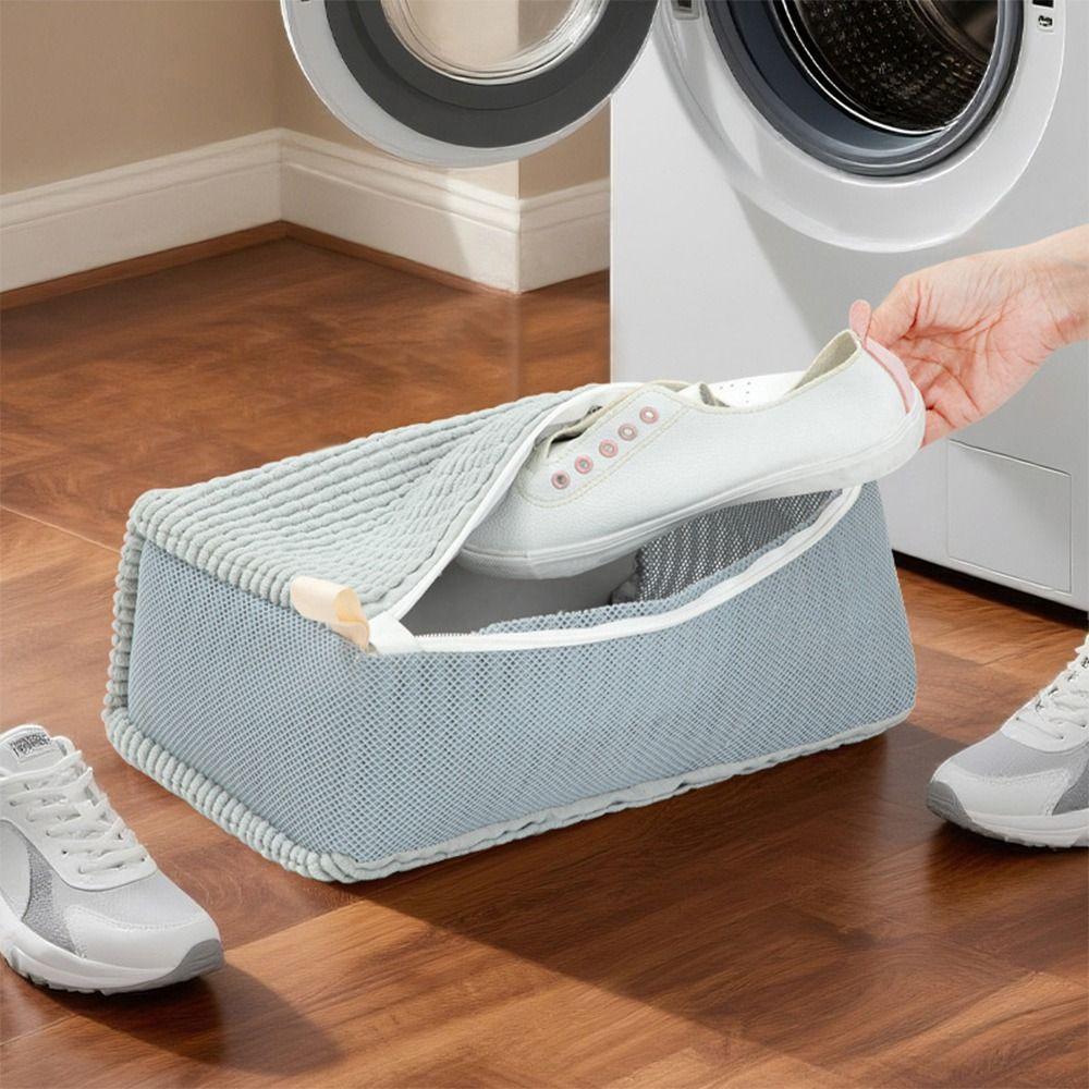 Simple Fluffy Chenille Shoe Washing Bag Zipper Closure Shoes Cleaning Bag Shoes Washing Pouch Household