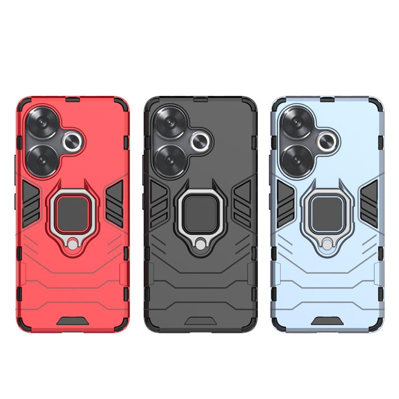 For Poco F6 Case Cover XiaomiPoco F6 Capas New Shockproof Phone Back Armor PC Bumper Magnetic Ring Holder Cover Poco F6 Fundas