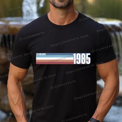 Harajuku 1980 Do 1989 Rok Streetwear Męski Krótki Rękaw Założona 1985 T-shirt O-neck Kobiety Prezent Urodzinowy Modne T-shirty