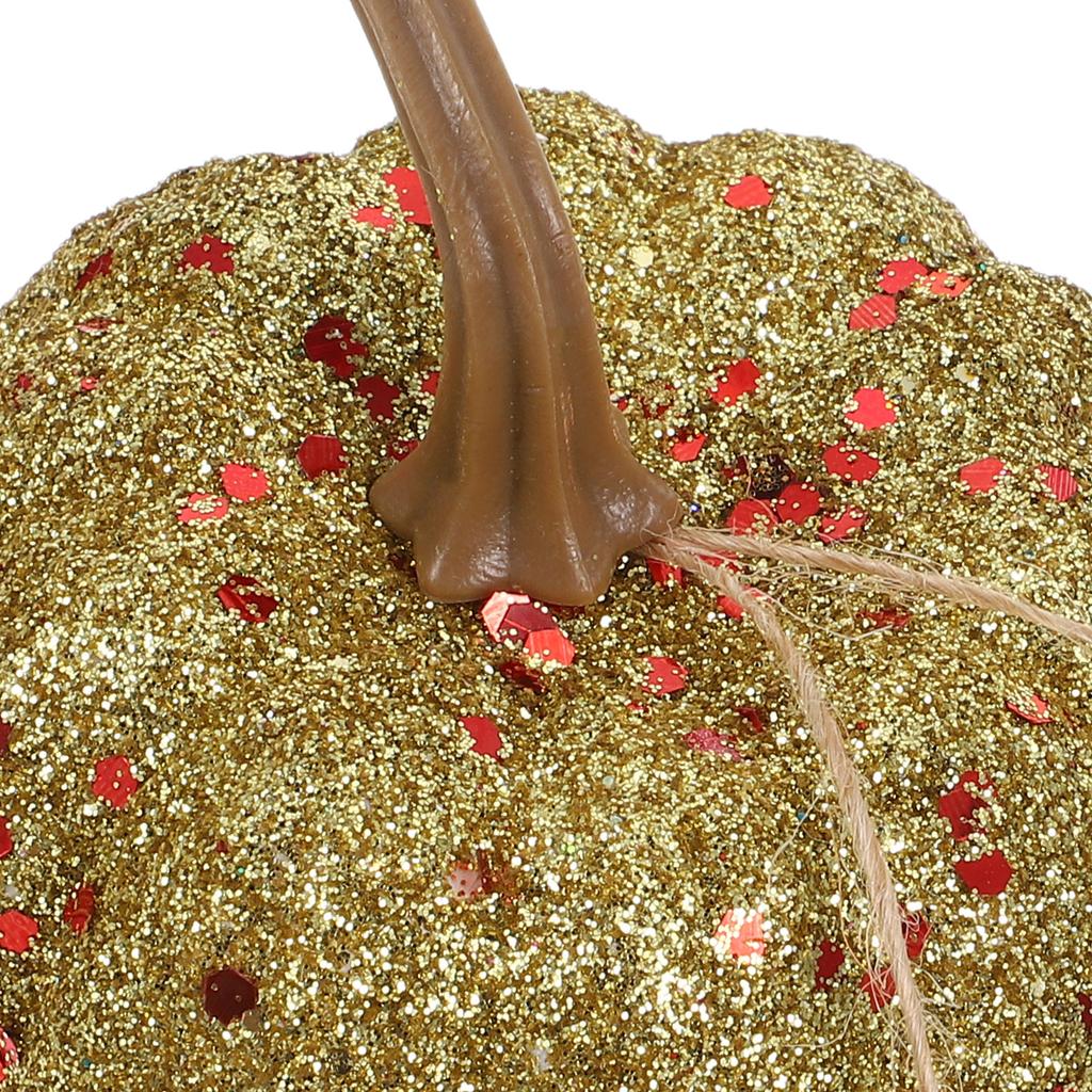 6Pcs Lifelike Sparkling Glitter Pumpkins Halloween Party Decor Fake Fall Harvest Ornament Mini Table Centerpiece Mantel Display