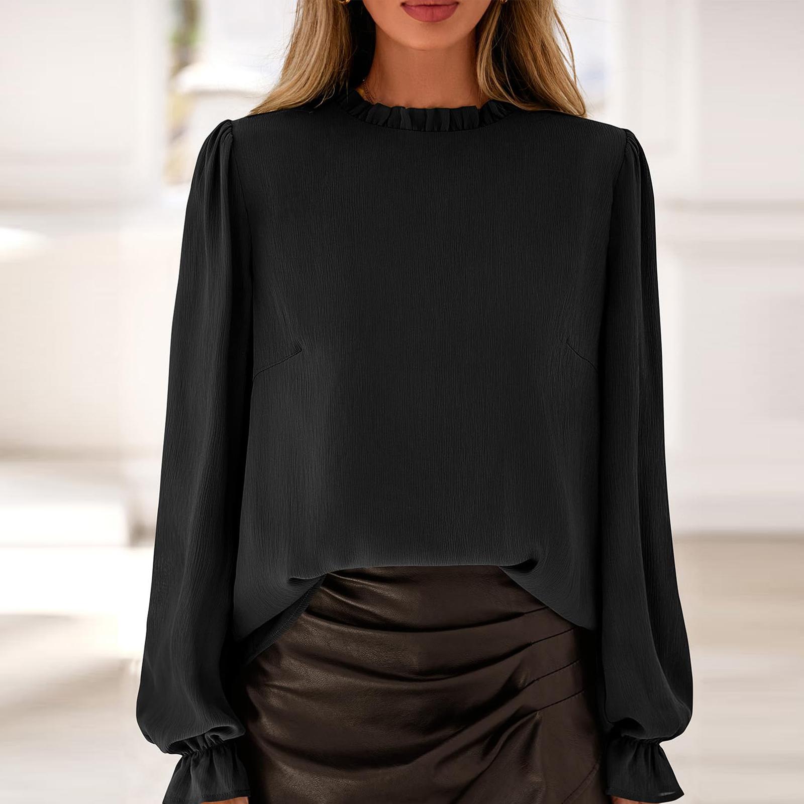 

Women s Solid-color Fashionable Long-sleeved Top M