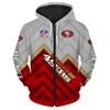Europäischer und amerikanischer Herren- und Damen-Pullover mit Digitaldruck NFL-Fußball durchgehender Reißverschluss Kapuzenpullover, Strickjacke