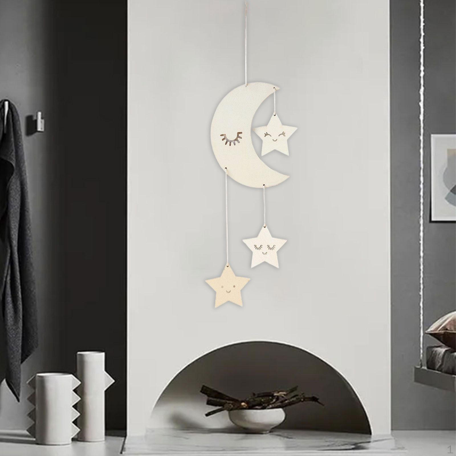 

Stars Moon Wall Hanging Decor, Bohemian Smiling Face Ornament for Home Living Room, Ramadan