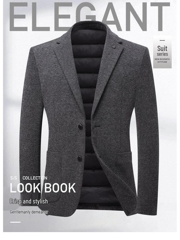 2025 Men's Wool Suit-Style Thick Down Jacket
