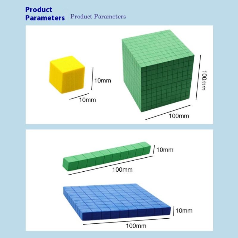 1 Set Kids Math Plaything Ten Hundred Thousand  Complete Kit Math  Plastic Base Toys Counting Cubes Games