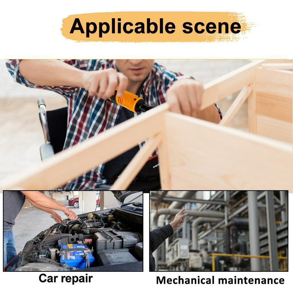 7200mah Power Cordless Ratchet Wrench 3/8" 12V with 2 Li-ion Electric Wrench Max. Torque 45 Compact WIth LED Light Yellow