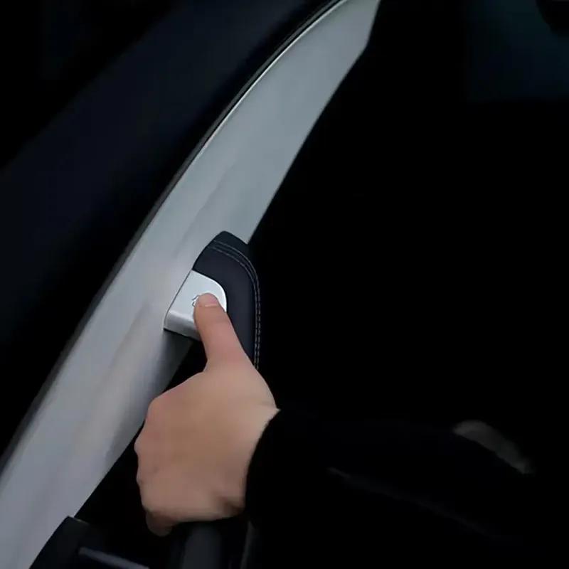 4X Car Button Stickers Cover Trim For Tesla Y Juniper 2025 Model 3 Highland 2024 Door Lock Switch Open Button Cover Protector