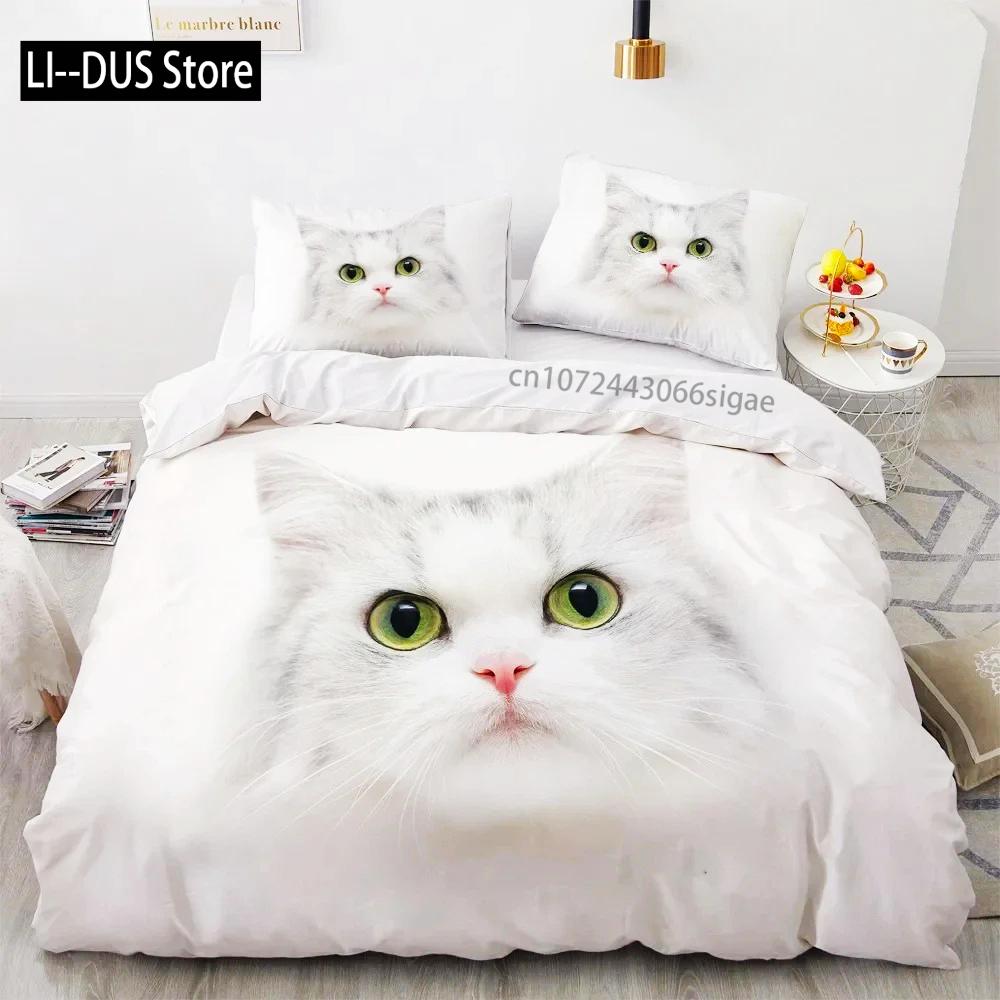 

3D надрукований милий кошеня домашній улюбленець котяча постільна білизна набір для хлопчиків дівчаток полуторний двоспальний розмір підодіяльник наволочка ліжко діти дорослі домашній текстиль EU Single(135*200cm)3pcs