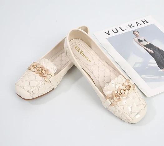 Fashion Spring New Ballet Women's Shoes Soft Bottom Large Square Head Comfortable Flat Bottom Casual Women's Shoes Size 35-42