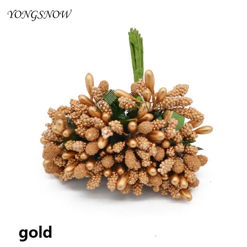 24 Stück/Los Maulbeerblütenstaub Künstliche Blumen Staubfäden / DIY Stempel für Blütenköpfe Hochzeitsfeier Scrapbooking Basteldekoration