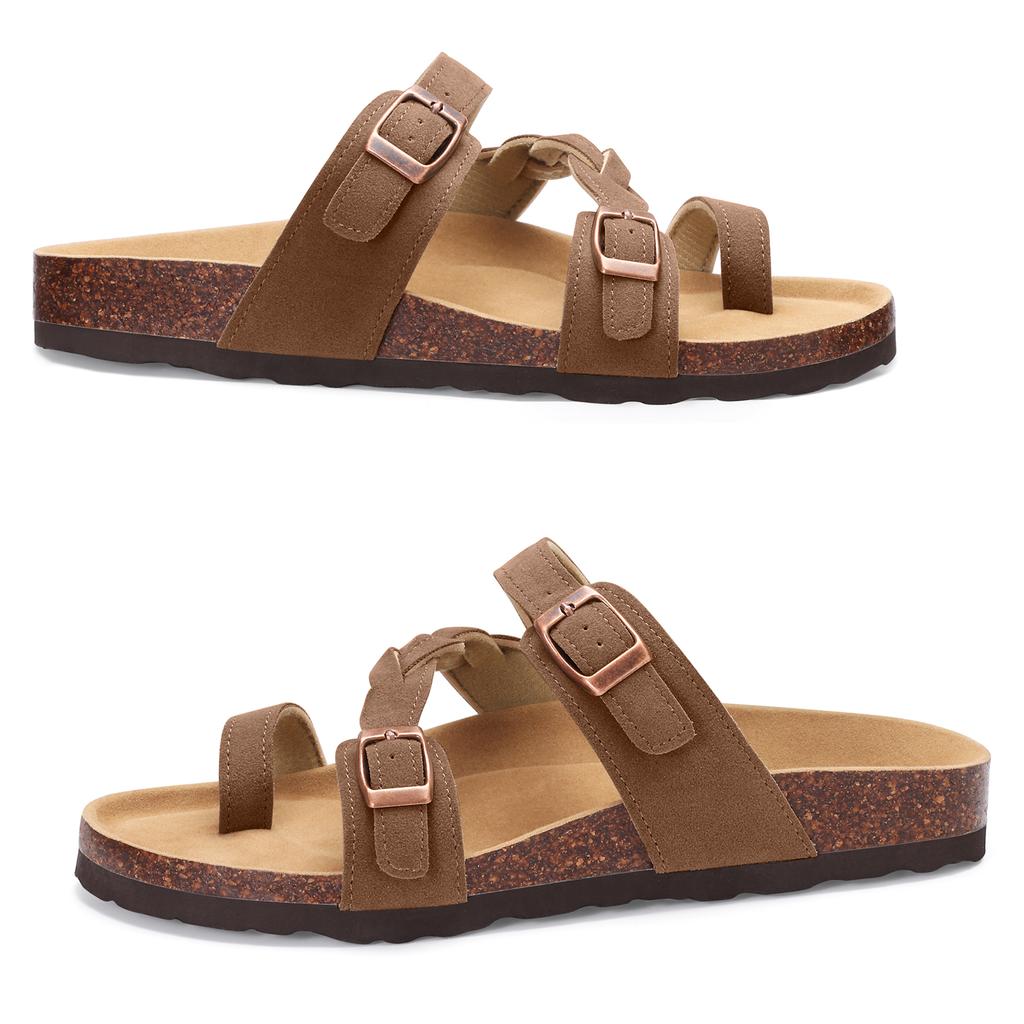 Fashion Smile 2025 New Leather Clogs Women Suede Clogs Soft Leather Mules Cork Clog Antislip Slippers Women's Mules House Sandals Buckle