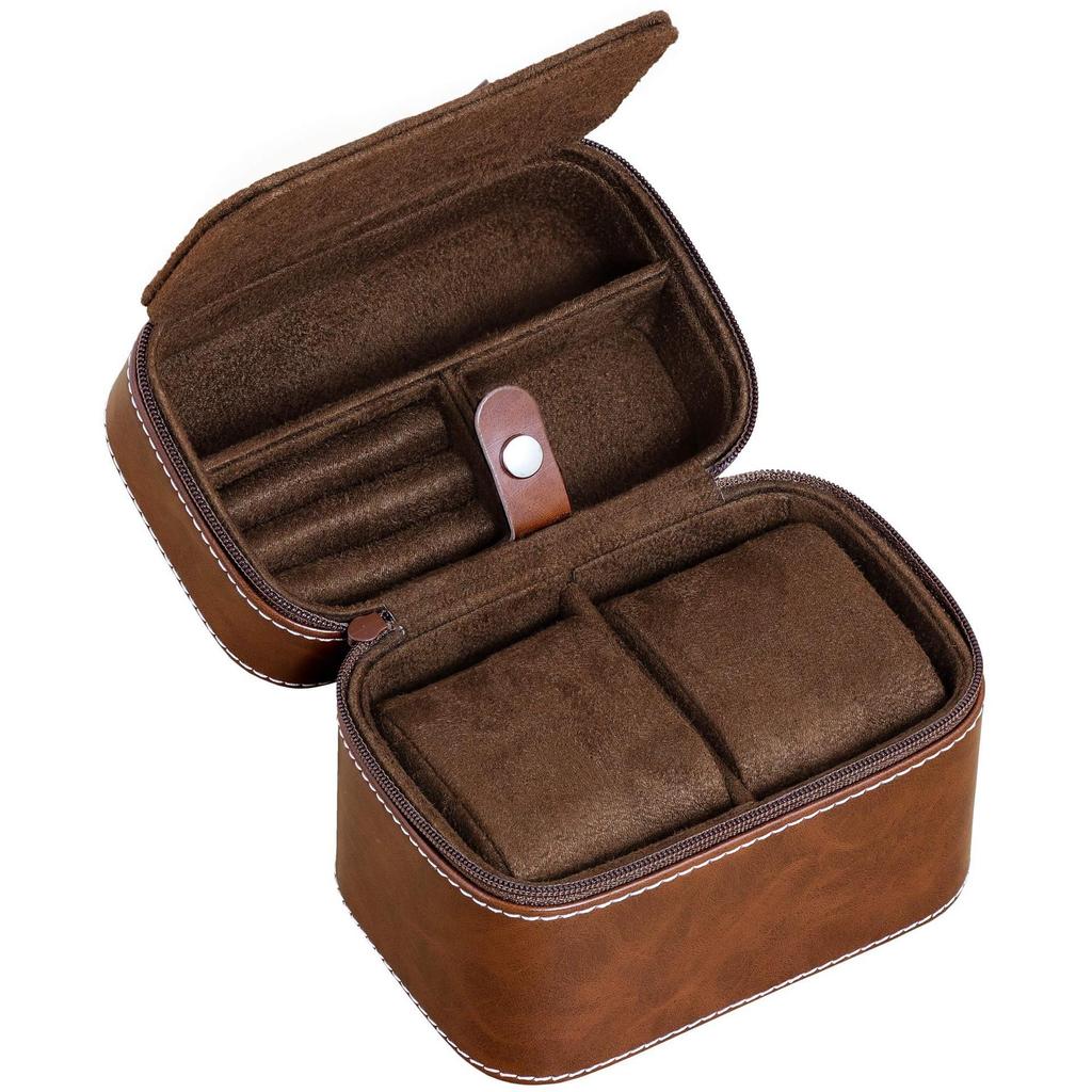 Neue quadratische Reißverschluss-Uhrenbox aus PU-Leder, Vintage-Stil, 2-teilige, geschichtete Aufbewahrungsbox für Schmuck & kleine Accessoires
