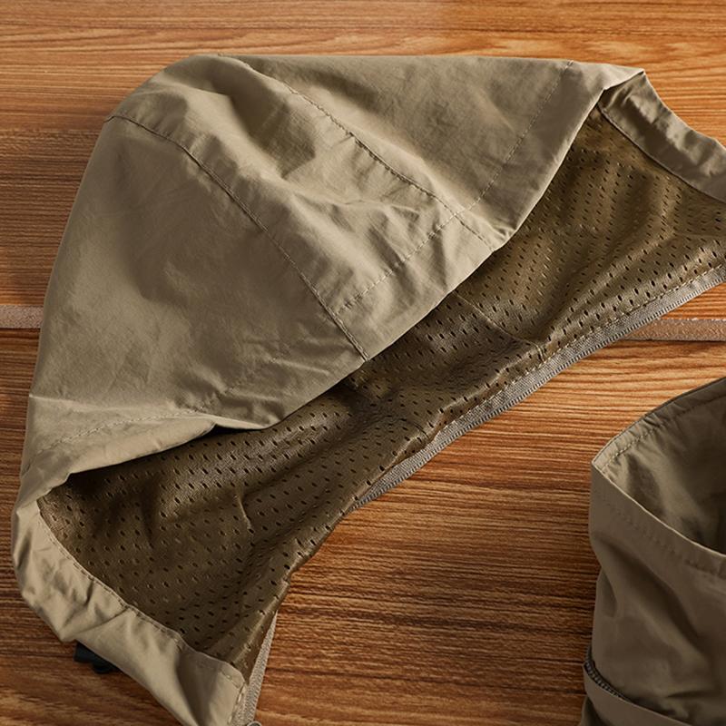 New Waterproof Hooded Jackets Men Casual Windproof Coat Autumn Lightweight Multi-Pocket Hiking Windbreaker Detachable Hat Jacket