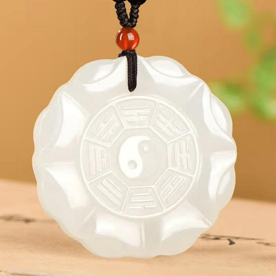 Authentic Hotan Mutton Fat Bagua Jade Pendant for Men & Women