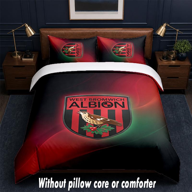 West Bromwich Albion Football Design Set Biancheria da Letto 1 Copripiumino + 2 Federe Morbido Traspirante Biancheria da Letto per la Casa