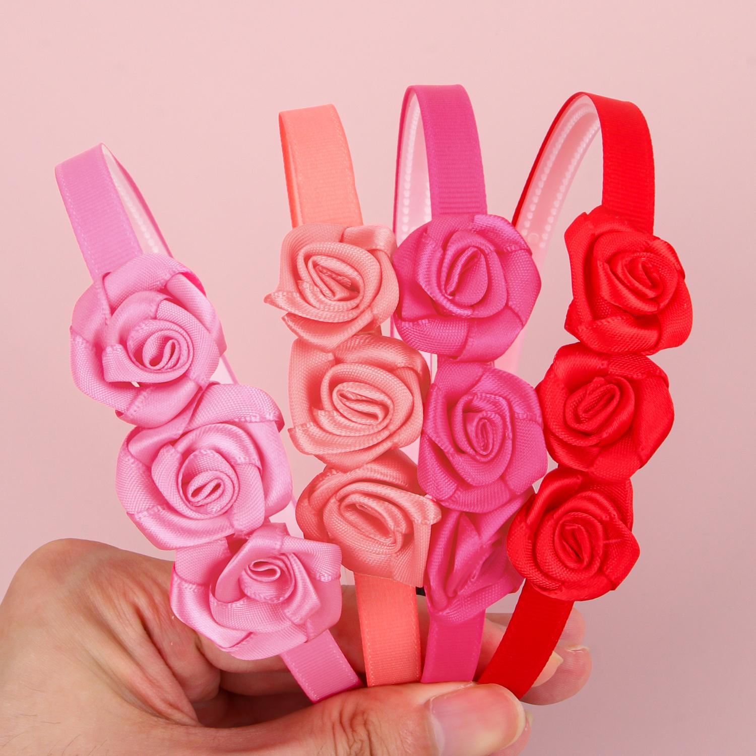 

4PCS Grosgrain Ribbon Flower Headbands Plastic Teeth Hairbands Girls Headbands Floral Headband Children Kids Hair Accessories