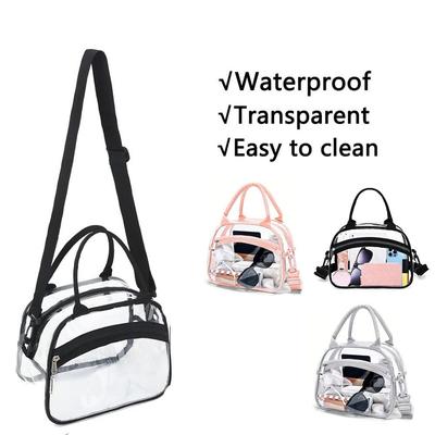 Zipper Transparent Crossbody Bag Waterproof with Adjustable Strap Hand-held Wash Bag PVC Large Capacity Clear Shoulder Bag Women