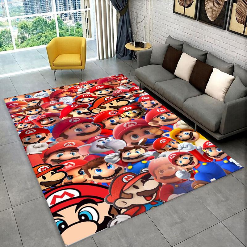 Kreskówkowy dywanik M-Mario Bros do pokoju zabaw, sypialni, salonu, na sofę, wystrój domu, dywanik dla dzieci, antypoślizgowa mata podłogowa, prezent