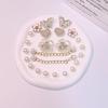 24PCS Luxury Shoe Charms Set Accessories Hole Shoe Buckle Diamond Butterfly Fiveleaf Flower Pearl Chain DIY Shoes Decorations