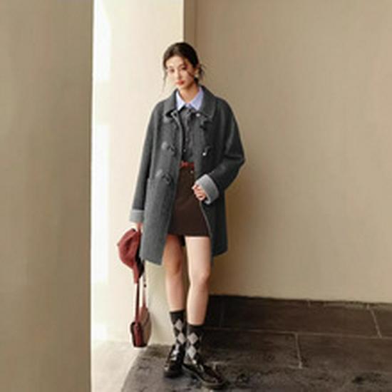 Fulan 2025 Winter Knit Slit Midi Skirt D404QZ101Q00D