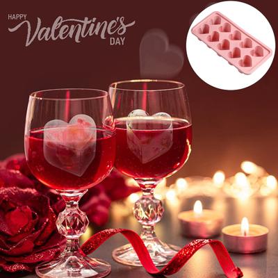 Eiswürfelschalen aus Silikon in Herzform, 10 Mulden, leichtes Herauslösen, DIY-Eiswürfel in Herzform, Schokoladen- und Süßigkeitenform für Cocktails, Whiskey, BPA-frei, spülmaschinenfest