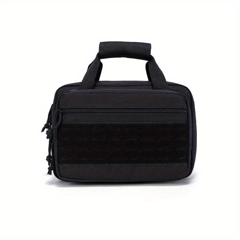 Durable Polyester Tactical Range Bag, 2 Pistols, Adjustable Strap, Zippered Pockets & Mesh. Ideal for Shooting & Hunting.