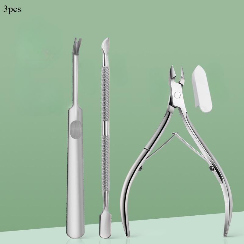 3Pcs/set Professional Nail Cuticle Trimmer and Pusher - Ergonomic Stainless Steel Dead Skin Scissor Nipper Tool for Home Use