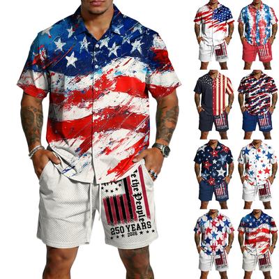 Men's Casual Lightweight Breathable Short-Sleeve Shirt And Shorts Set