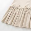 Women Summer Dress Sleeveless Bow Decor Pleated A-line Solid Color Mini Dress