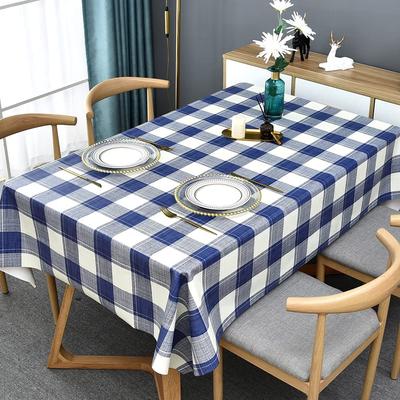 Rechteckige Tischdecke im schlichten Stil, blau, weiß, grau, kariert, Tischdecke für drinnen und draußen, Küchentischdecke, Dekoration