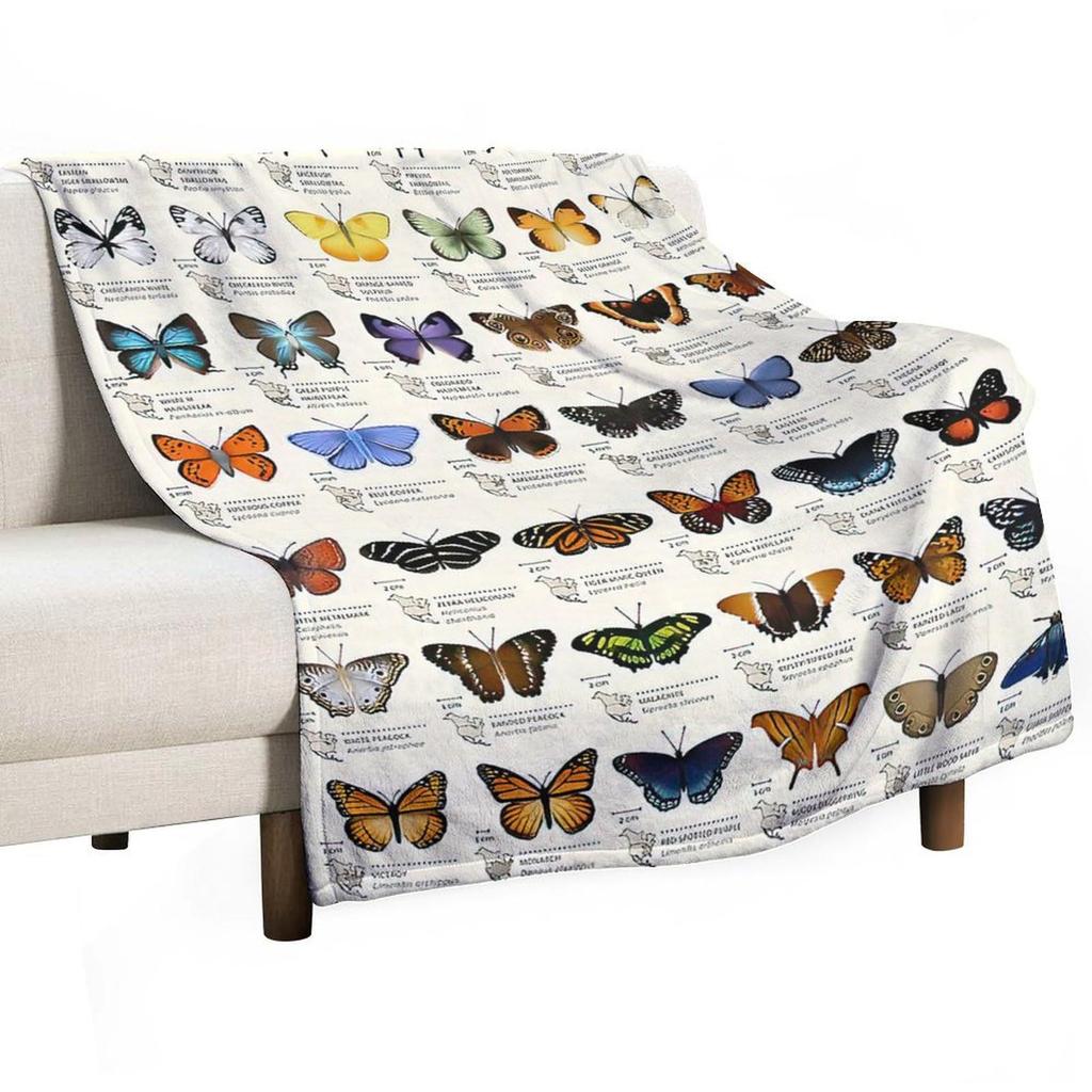 Butterfly Illustration Printed Pattern Blanket Soft Comfortable Flannel Warm Home Blanket Blanket Gift Blanket