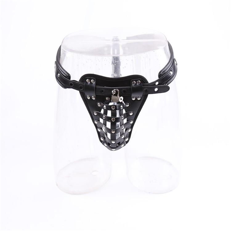 BDSM  Bondage Sexy Costume Sex Toys Slave Training Leather Sub Chastity Pants for Men Penis Cage
