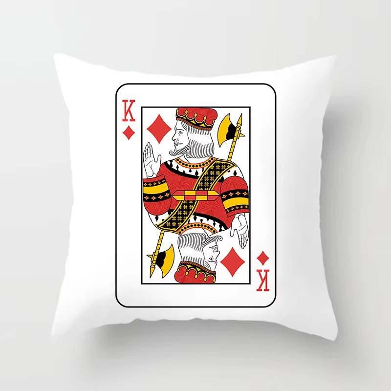 4Pcs Double-Sided Printed King Playing Card Throw Pillow Covers, Clubs Spades King Print Cushion Cases, Casino Poker Decor
