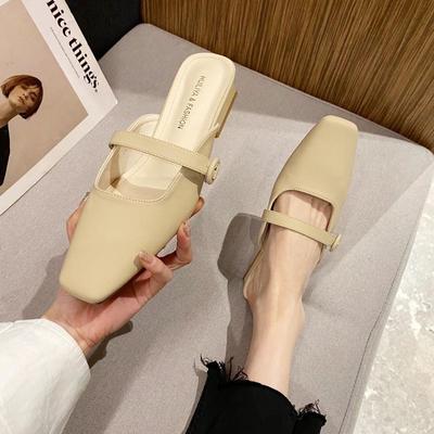 Slippers Women's Baotou Spring 2025 New Thick Heel Square Head Versatile Wear a Pedal Women's Shoes 2025-6 Breathable