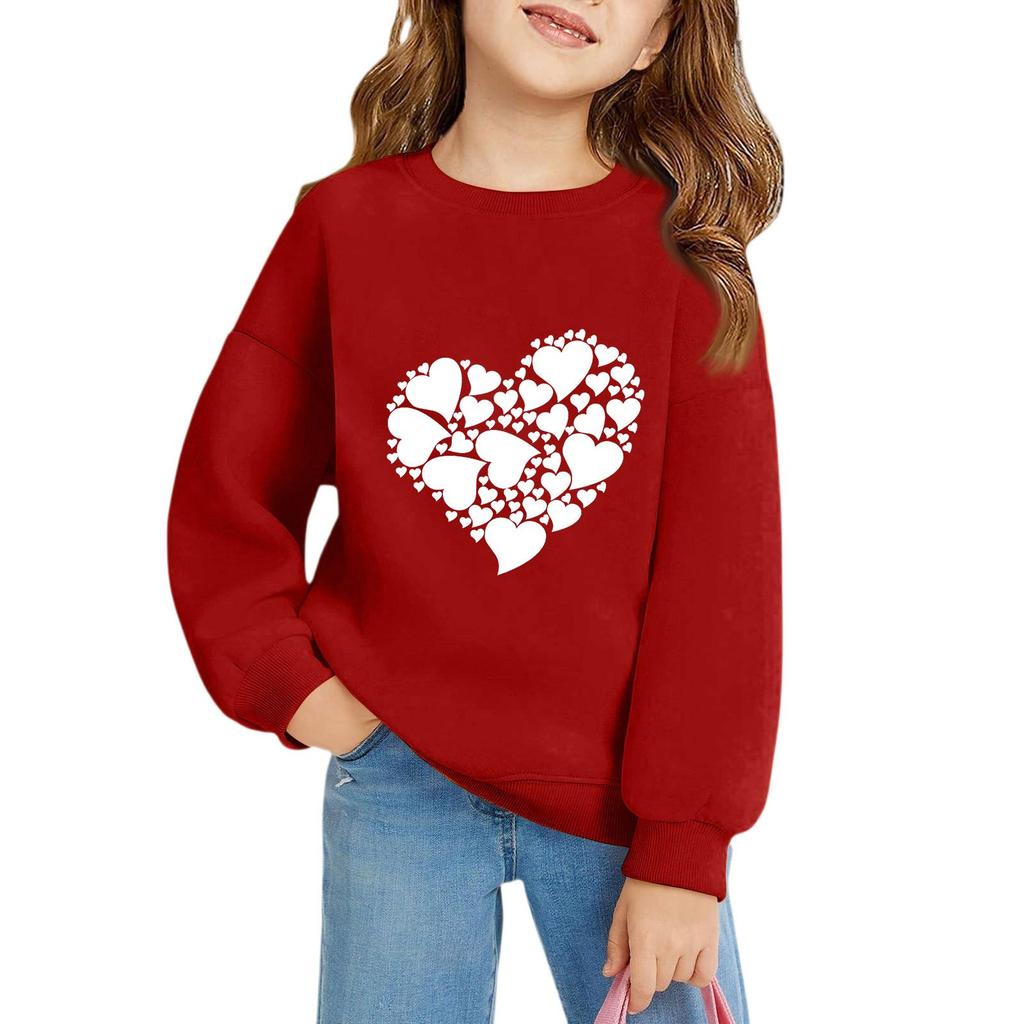 Mädchen Rundhals-Pullover für Kinder Bedruckte Baby-Oberteile Valentinstag