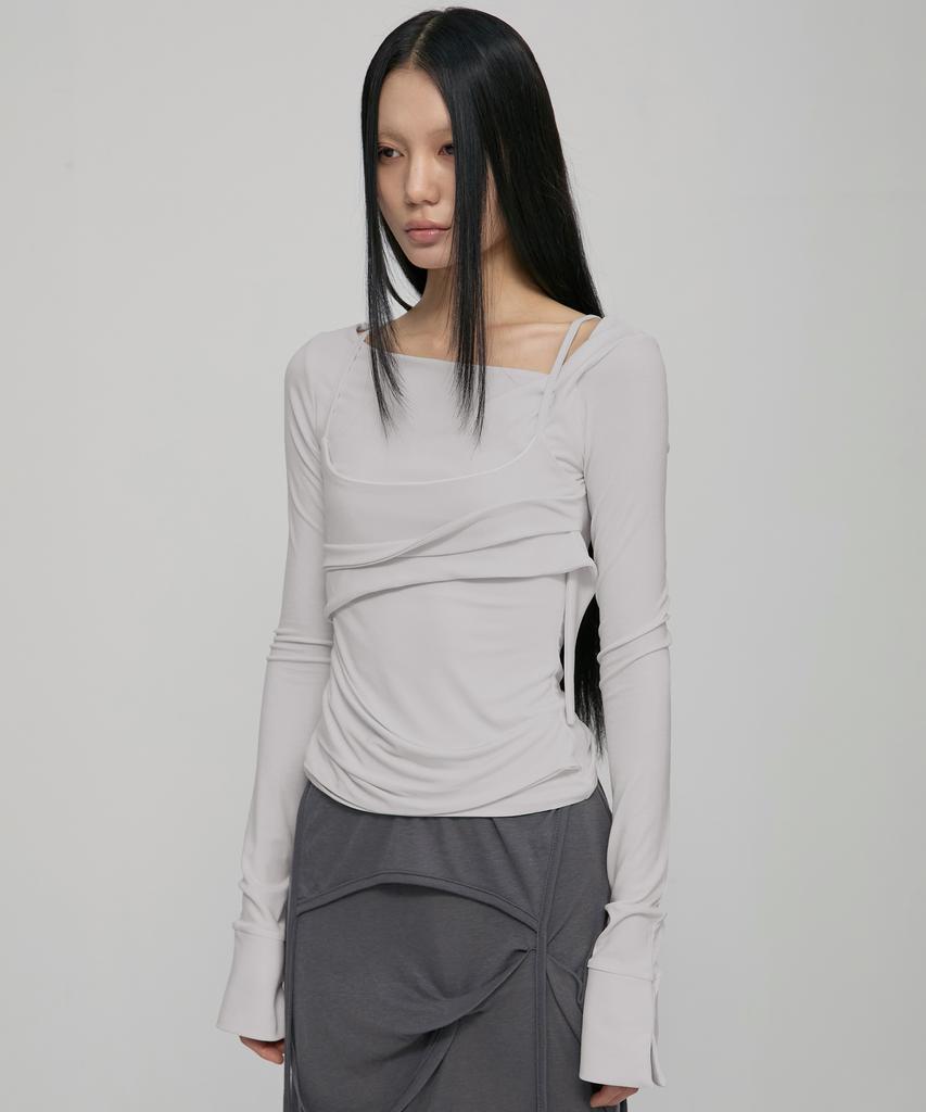 Peulleeoeob Layered Bustier Long Sleeve (Fl-105_Cloud White)