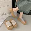 Thick Bottom Heightened Slope Heel Birkencool Slippers Women's Summer Wear 2025 New Model with Skirt Mesh Hollow One-word Drag