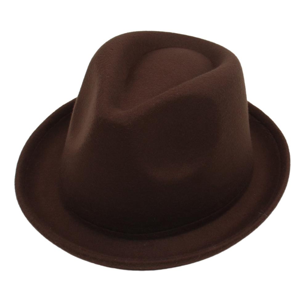 

Осінньо-зимова капелюх-циліндр з імітації вовни та вовняного фетру, зі злегка загнутим коротким бортом, повсякденний, для чоловіків та жінок, британський стиль, капелюх-джаз із персиковим серцем M adult one size fits all (56-58cm) темно-коричневого кольор