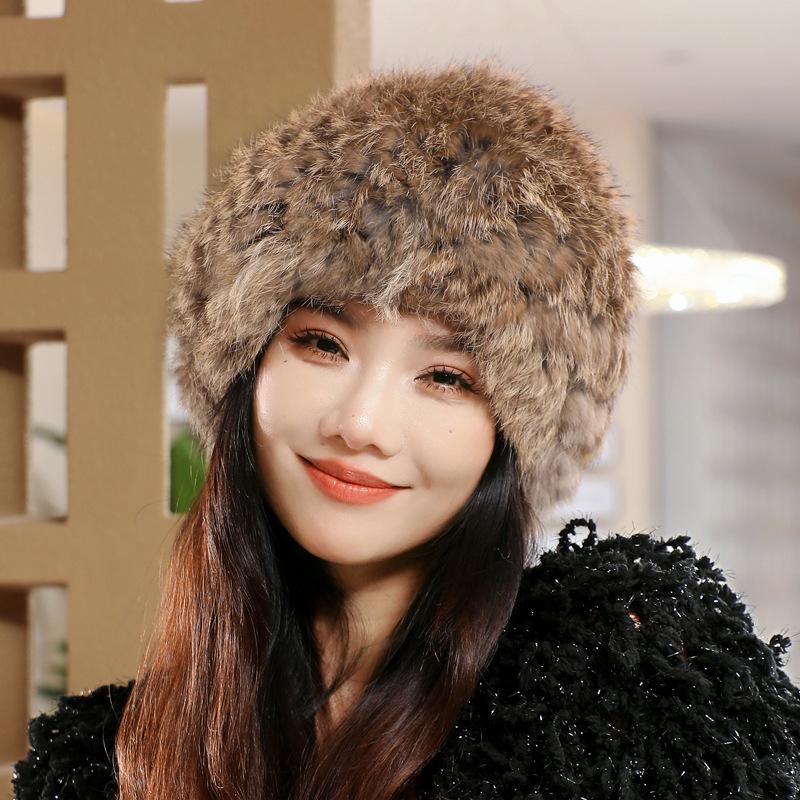 New Rabbit Fur Hat Women's Autumn and Winter Thickened Wool Hat Fur Ear Protection Plush Hat