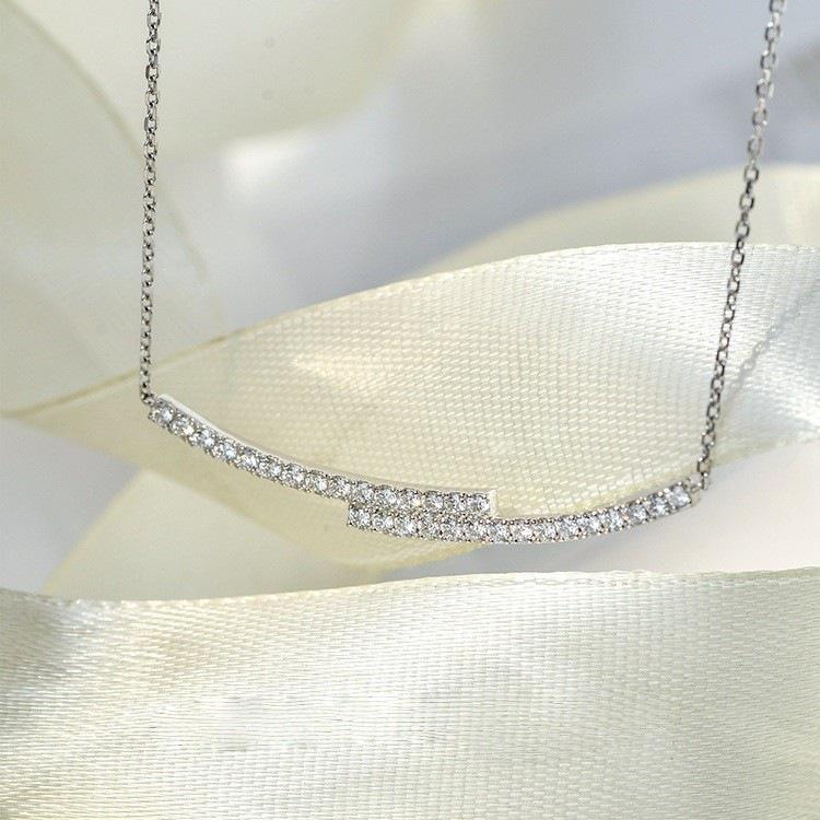 Collier pendentif S925 Argent Sterling Plaqué Or Double Rangée Zircon pour Femmes – Chaîne de Clavicule Élégante et Simple