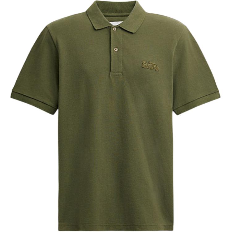 Coach Ss24 Solid Color Carriage Pattern Casual Short Sleeve Polo Shirt Men tops Green CT025-TV4